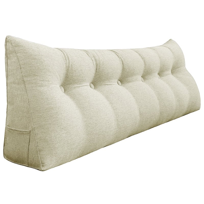 WOWMAX Headboard Wedge Reading Pillow Back Support Linen - Ivory - California King