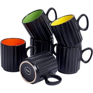 Ceramic Coffee Mug for Cappuccino Black 14 Oz