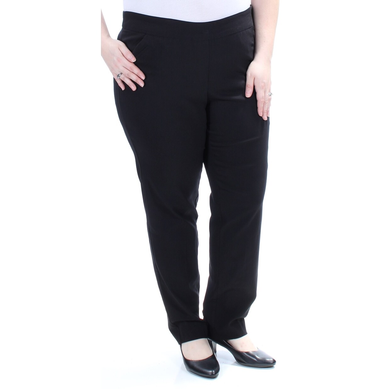 Shop Ny Collection Womens Black Straight Leg Wear To Work Pants