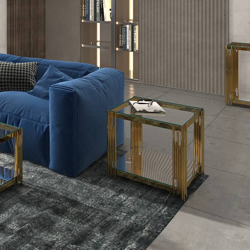 Contemporary Metal and Glass Large Accent Table