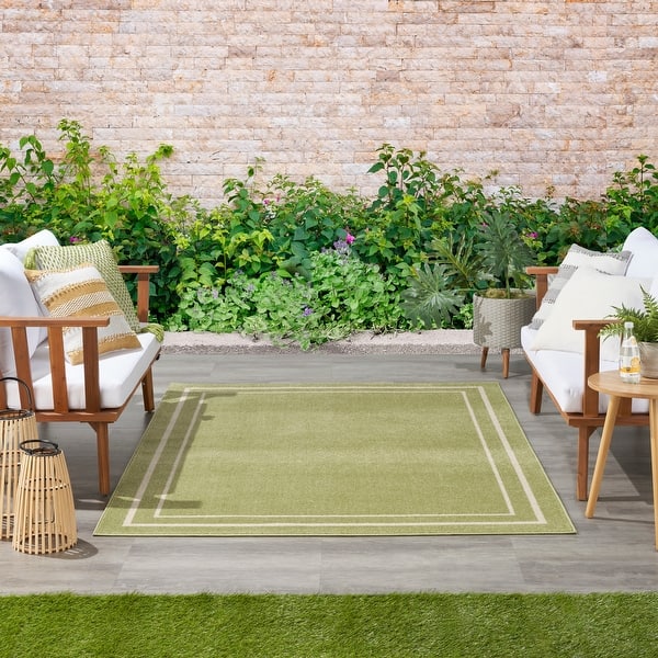 Nourison Essentials Indoor/Outdoor Solid Area Rug - 6' x 9' - Green/Ivory