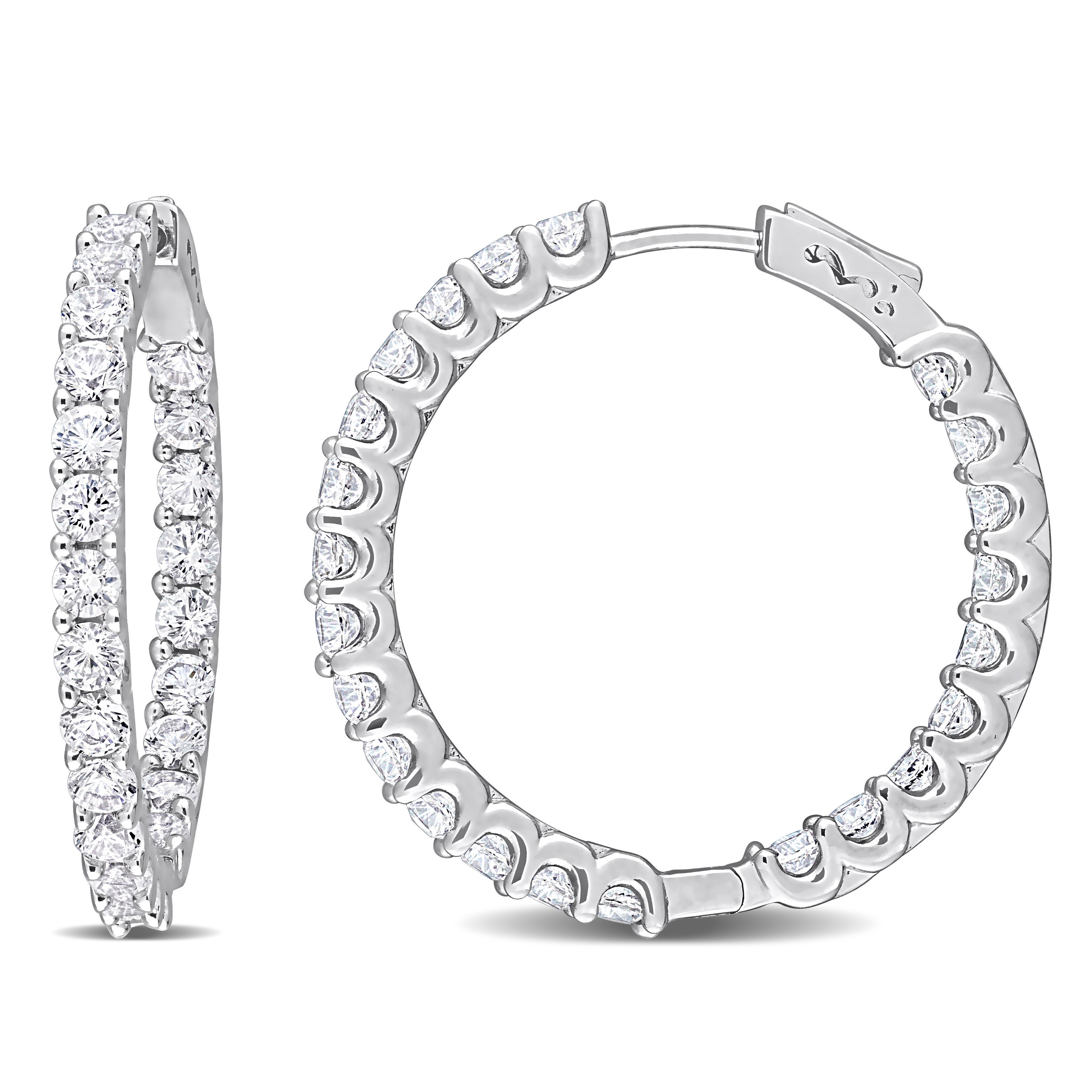 Miadora 11 3/4ct TGW Created White Sapphire Hoop Earrings
