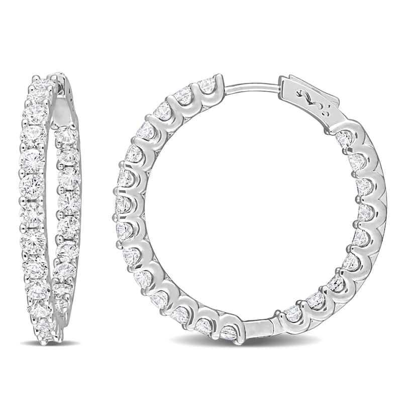 Miadora 6 7/8ct TGW Created White Sapphire Hoop Earrings Silver