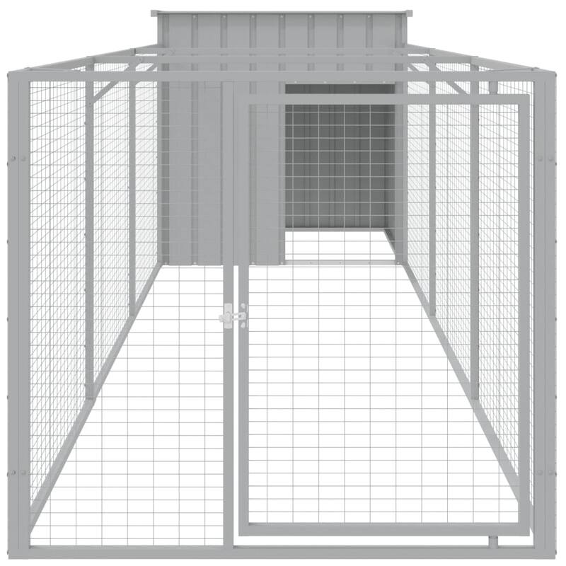 vidaXL Dog House with Run Anthracite/Light Gray multisize Galvanized Steel