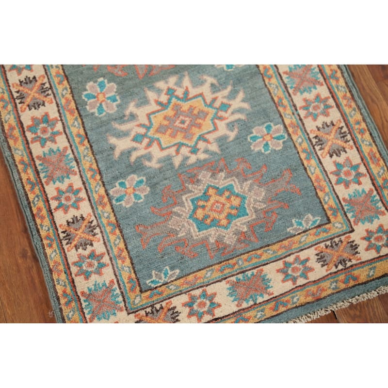 Geometric Kazak Accent Rug Hand-Knotted Wool Carpet - 2'1"x 2'10"