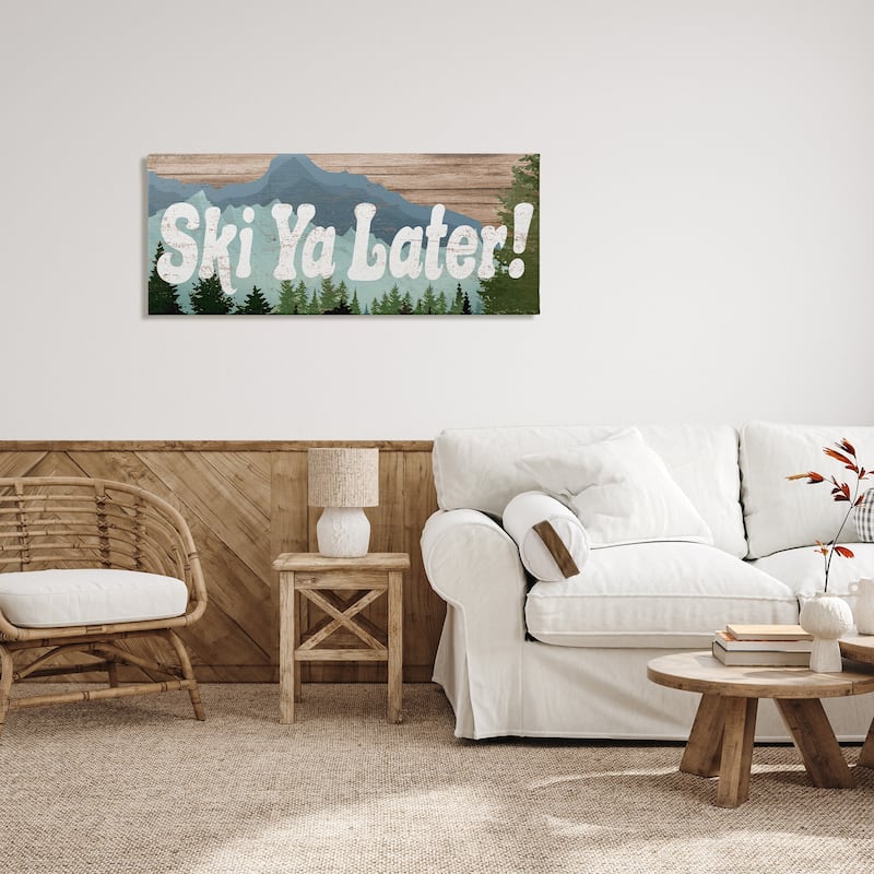 Stupell Ski Ya Later Sports Pun Rustic Mountain Forest Canvas Wall Art - Multi-Color