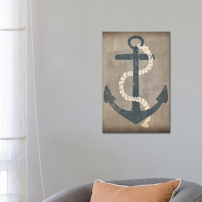 iCanvas "Nautical Anchor (Grey)" by Ryan Fowler Canvas Print - 26x18x1.5