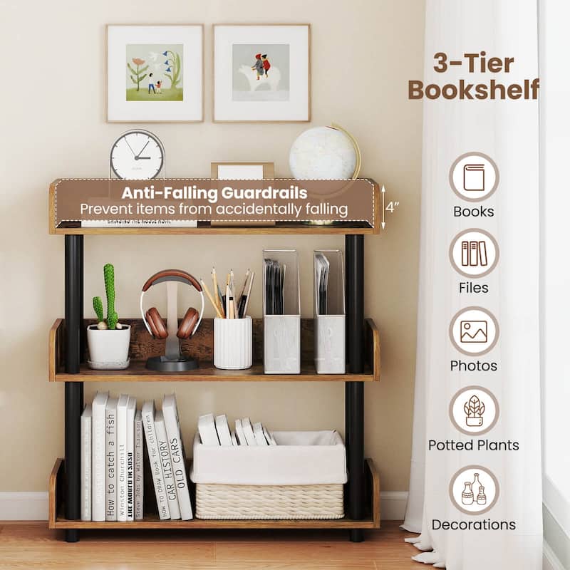 Costway 1/2 PCS 3-Tier Bookshelf with Anti-Tipping Kit, Industrial - See Details