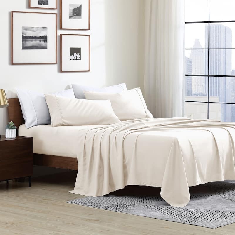 Swift Home Double Brushed Ultra Soft Microfiber Sheets 4-Piece Sheet Set Bedding Set - Assorted Colors - Coconut Milk - Twin XL