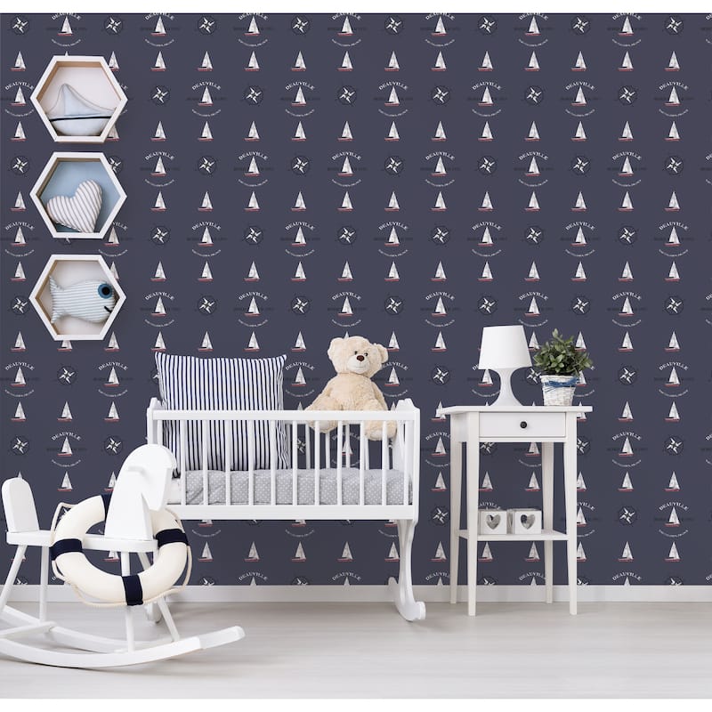Galerie Wallcoverings Deauville 2 Boat Motif Non-woven Matte Wallpaper Roll