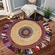 preview thumbnail 6 of 9, Ox Bay Hand-woven Jute/ Cotton Multi-colored Area Rug 3'6" Round