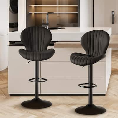 Set of 2 Modern Fabric Bar Stool with Iron Frame