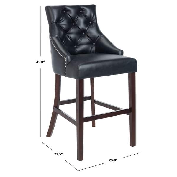 SAFAVIEH 30 Inch Eleni Black/ Espresso Tufted Bar Stool (Set of 2