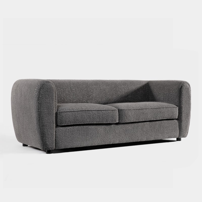 Furniture of America Vanessa Modern Curved Arms Boucle Sofa Set with Seat Cushion and Wooden Legs, 2-Piece or 3-Piece Options