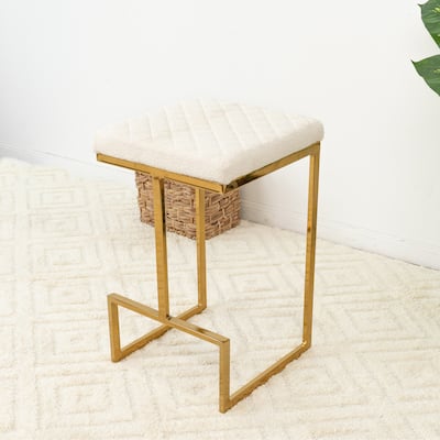 Felicia Mid Century Modern Luxury French Boucle Fabric Counter Stool in Beige