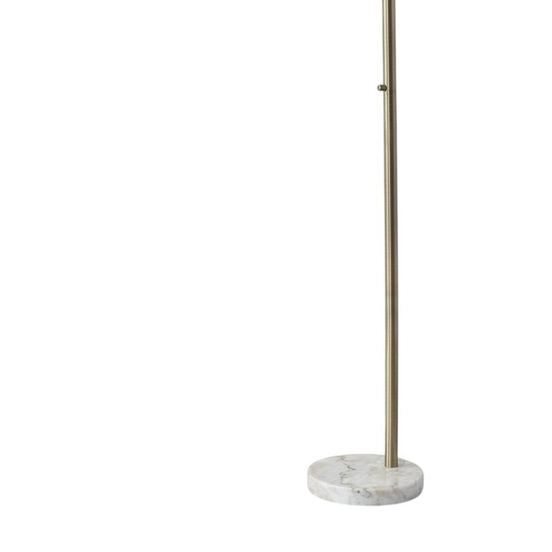 HomeRoots 74" Brass Arc Floor Lamp With Off White Linen Drum Shade - 11