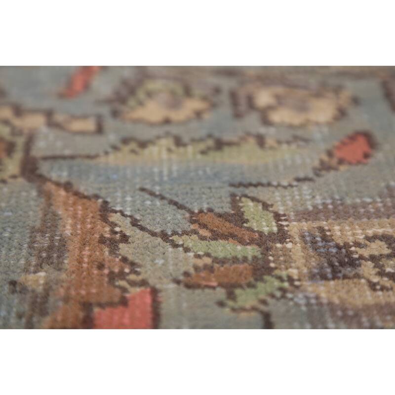 Light Blue Tabriz Persian Area Rug Hand-Knotted Floral Wool Carpet - 8'1"x 11'5"