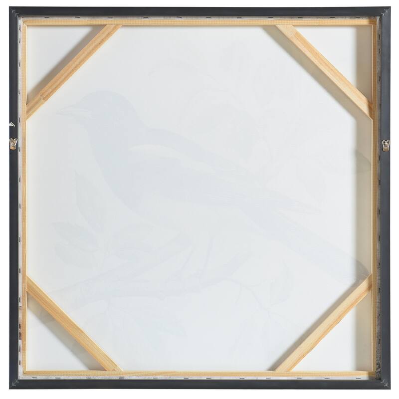 StyleCraft Birdsong II Hand-Embellished Framed Canvas Wall Art - 32" x 32"