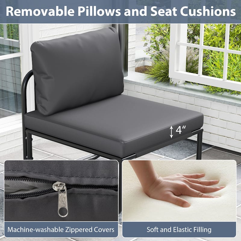 Gymax Patio Chairs Set of 2 w/ Removable Cushions Heavy Duty Metal