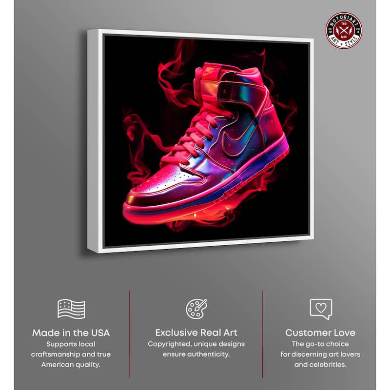 Notoriart Flaming Hot Sneaker Framed Sneaker 1 Piece Canvas Wall Art