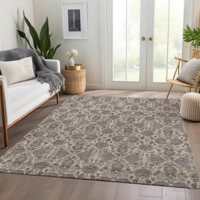 Machine Washable Indoor/ Outdoor Chantille Traditional Floral Rug