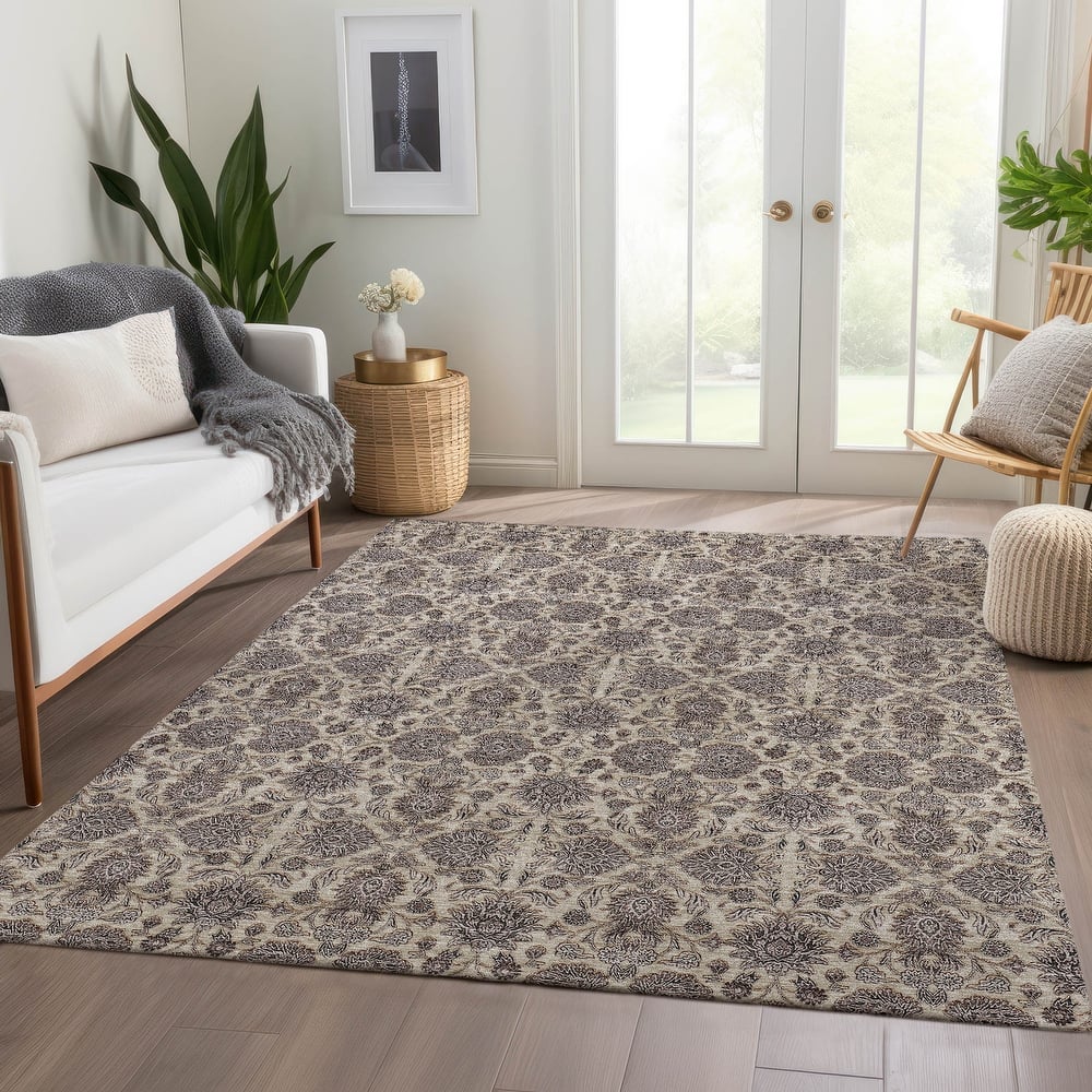 Machine Washable Indoor/ Outdoor Chantille Traditional Floral Rug