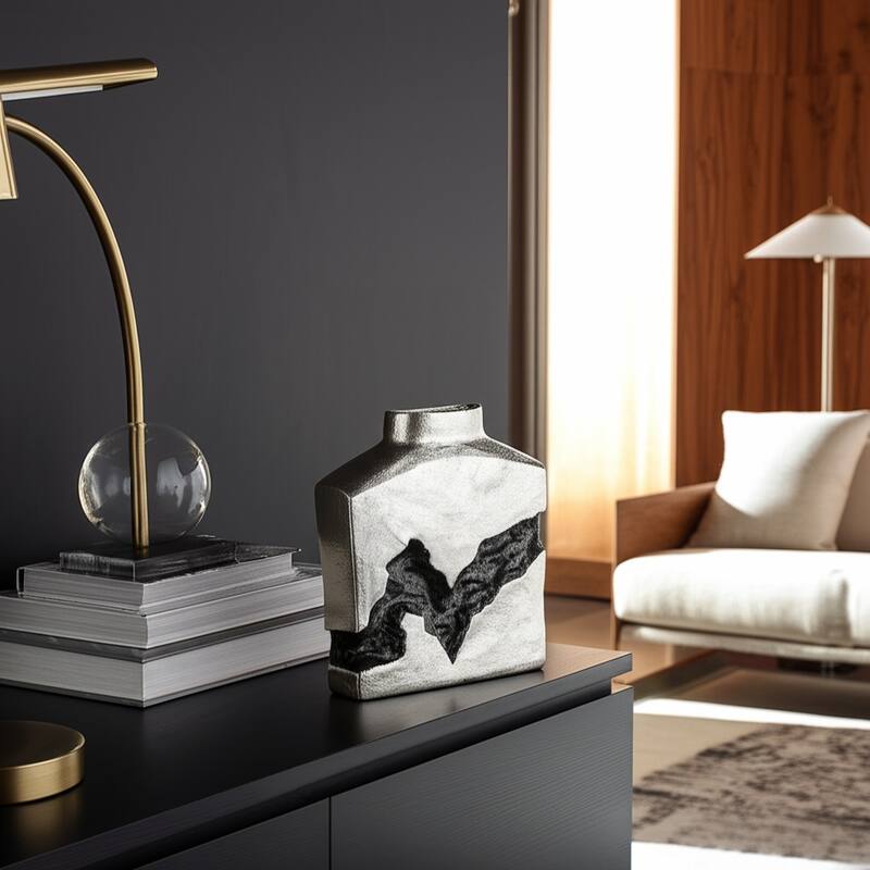 Metal Modern Sculptural Decorative Vase Abstract Design Artistic Form