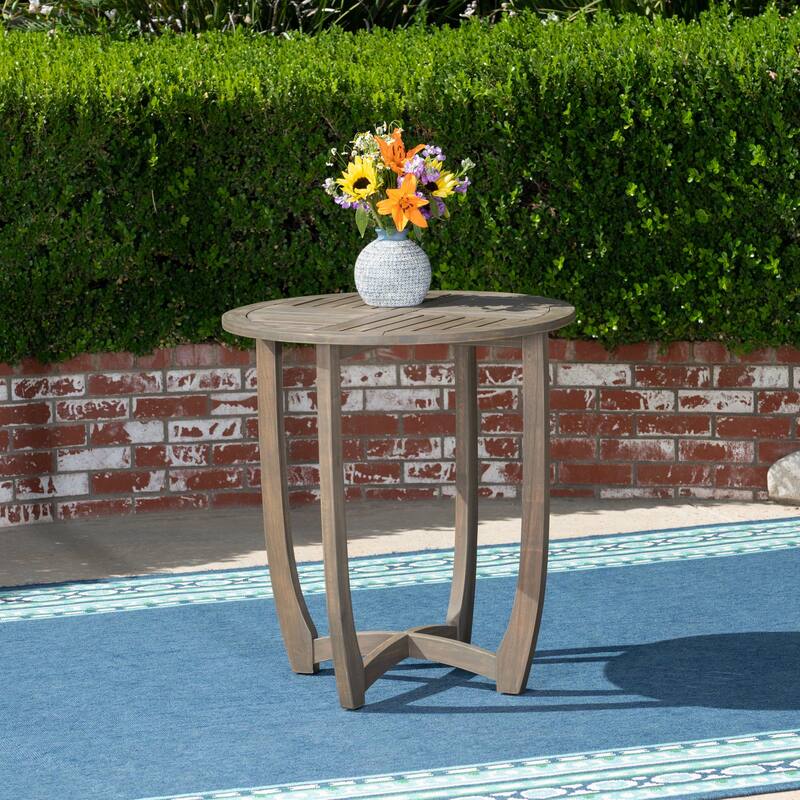 Outdoor Round Acacia Wood Accent table,27.5"