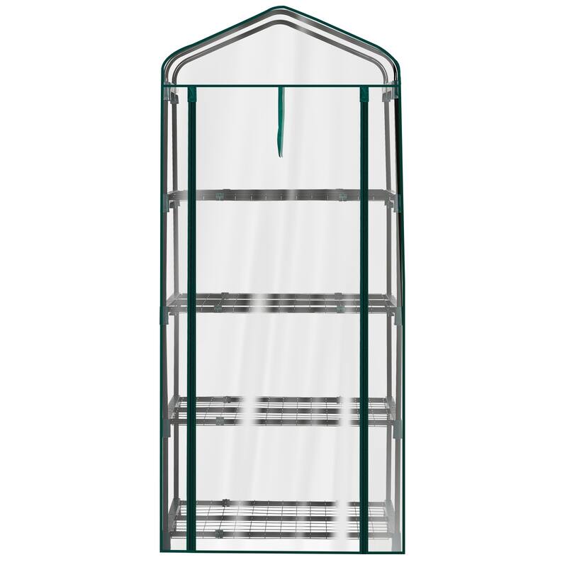 PE Cover Steel Frame 4-Tier Mini Greenhouse