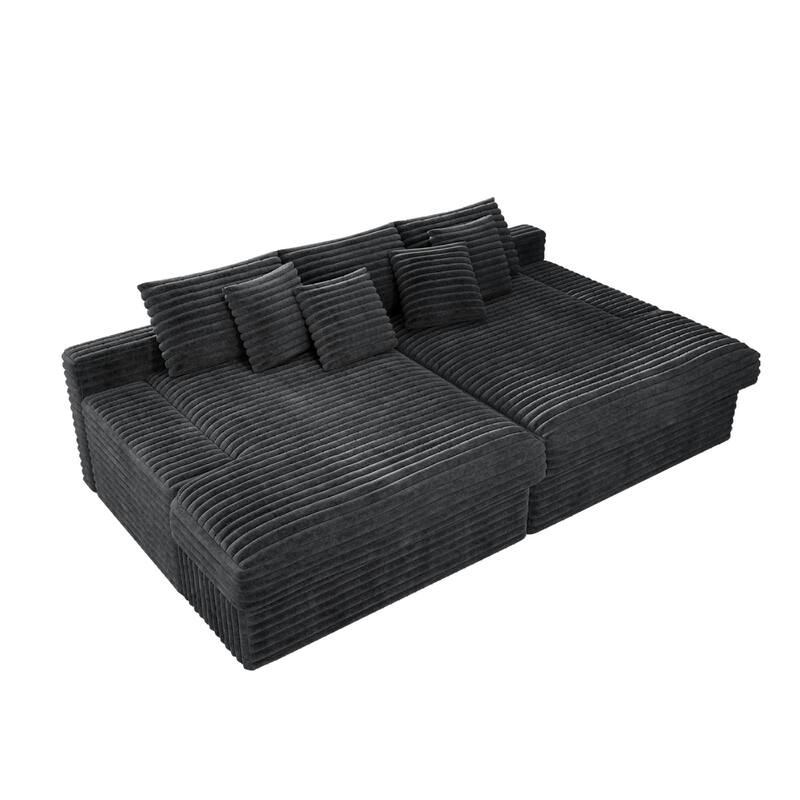 Roomfitters 118.1" Modular Sectional Sofa, 2-Piece Compressed Cloud Couch, No Assembly Required, Plush Corduroy, Grey