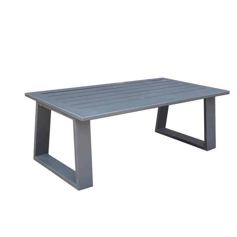 Marina 28x50 Inch Aluminum Coffee Table - Best Outdoor Patio Furniture - (w) 49.8 in. x (h) 17.91 in. x (d) 26.38 in. - Powdered Pewter