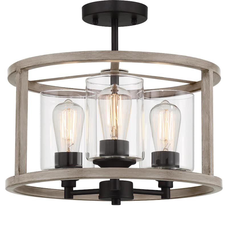 Allegray 3-light Modern Farmhouse Drum Semi-Flush Mount Lights with UL Certified