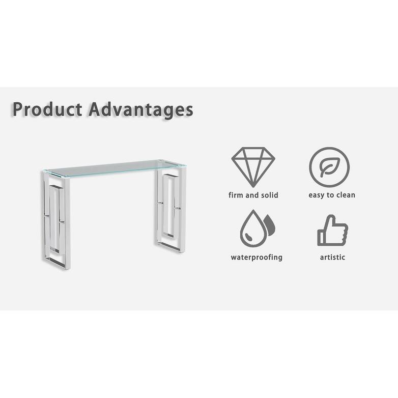 Console Table Stainless Steel Glass, Meal side table silvery Clear
