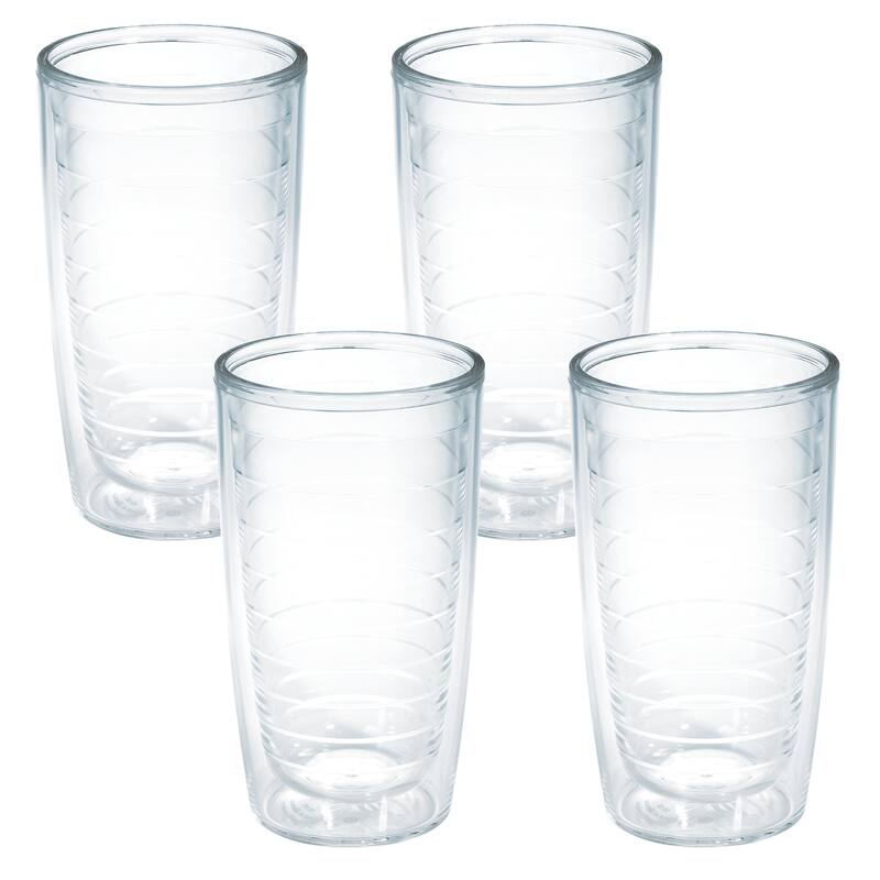 Tervis Clear & Colorful Tabletop Made in USA Double Walled Insulated Travel Tumbler, Clear - 16oz - 4pk