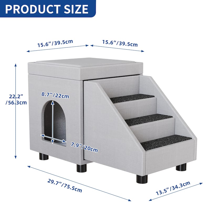 Moasis Foldable Dog Stairs for Small Dogs Cat Stairs Multi-Purpose Pet Bunk Bed with Mats