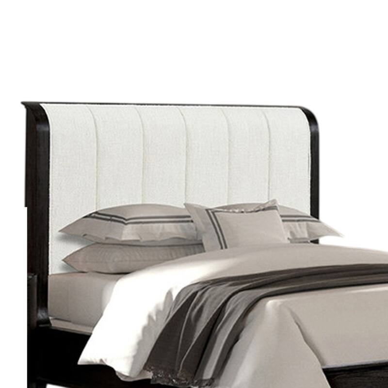 Osko Queen Bed, Vertical Channeled White Upholstered Headboard, Black