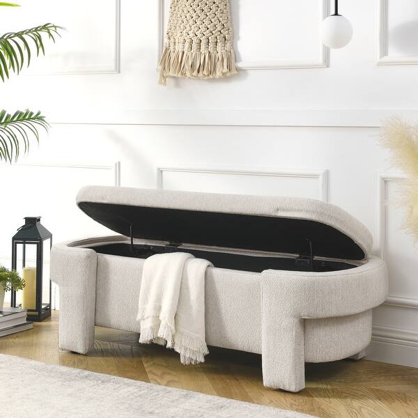 slide 2 of 11, Chenille Upholstered Bench Beige