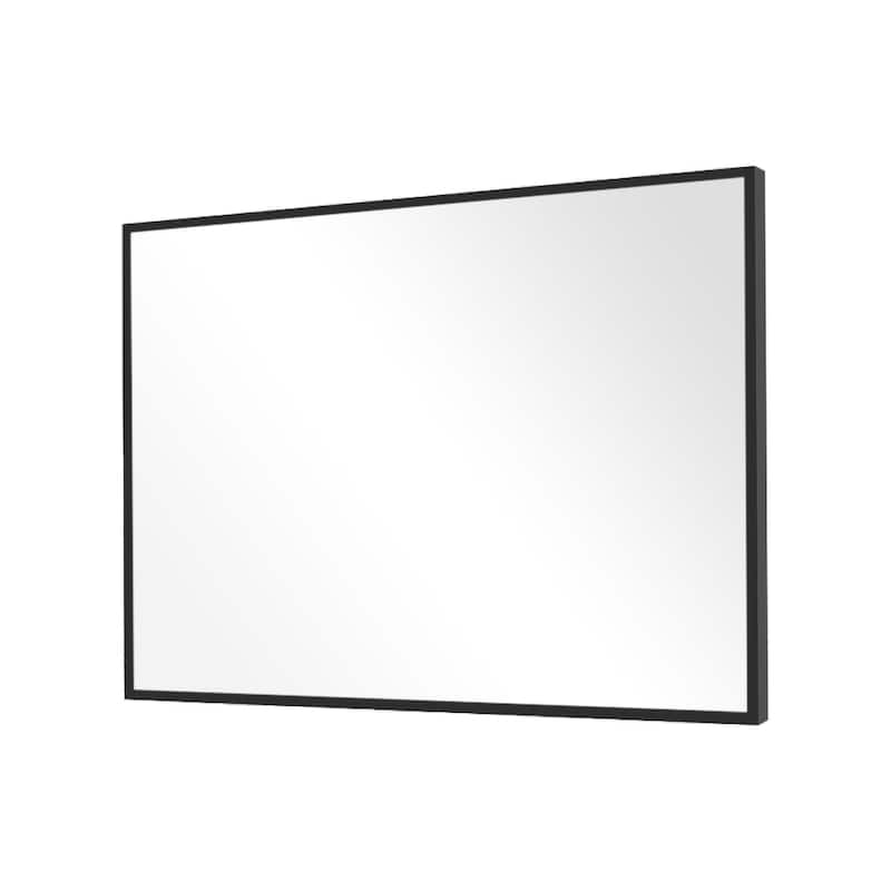 HomeRoots 32" Black Round Metal Framed Accent Mirror