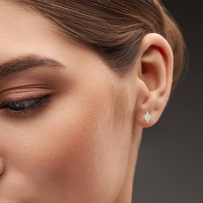 Marquee Star Diamond Earring in 14K Yellow Gold