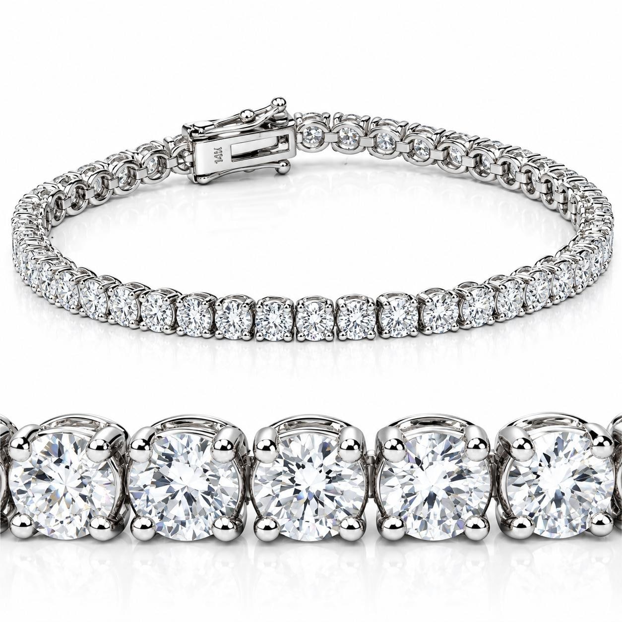 Bliss Diamond 9 ct Round Lab Grown Diamond Tennis Bracelet White Gold 7"