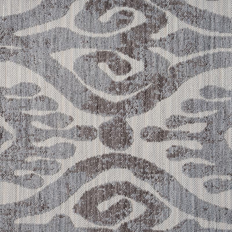 Sevita Blue/Gray Damask PET Yarn Indoor/Outdoor Area Rug