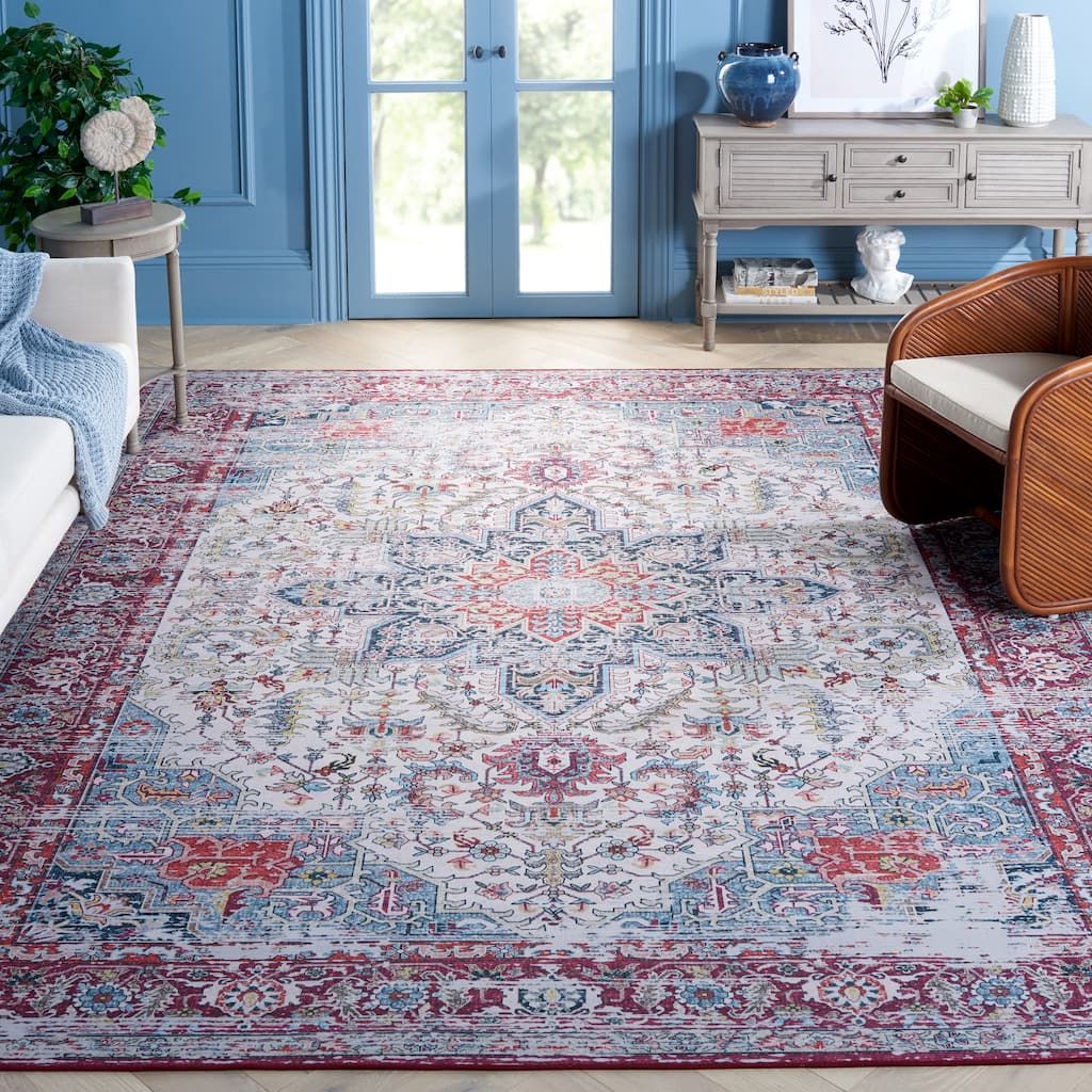 SAFAVIEH Tucson Machine Washable Slip Resistant Iris Oriental Medallion