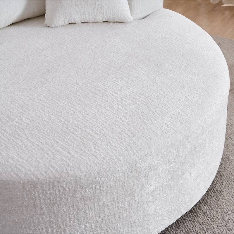 Round Accent Chair, 360 Swivel Chenille Barrel Chair, Fluffy Modern Sleeper For Living Room, Bedroom,Reading Room And Lounge