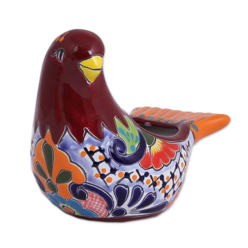 Novica Handmade Sweet Dove Ceramic Flower Pot