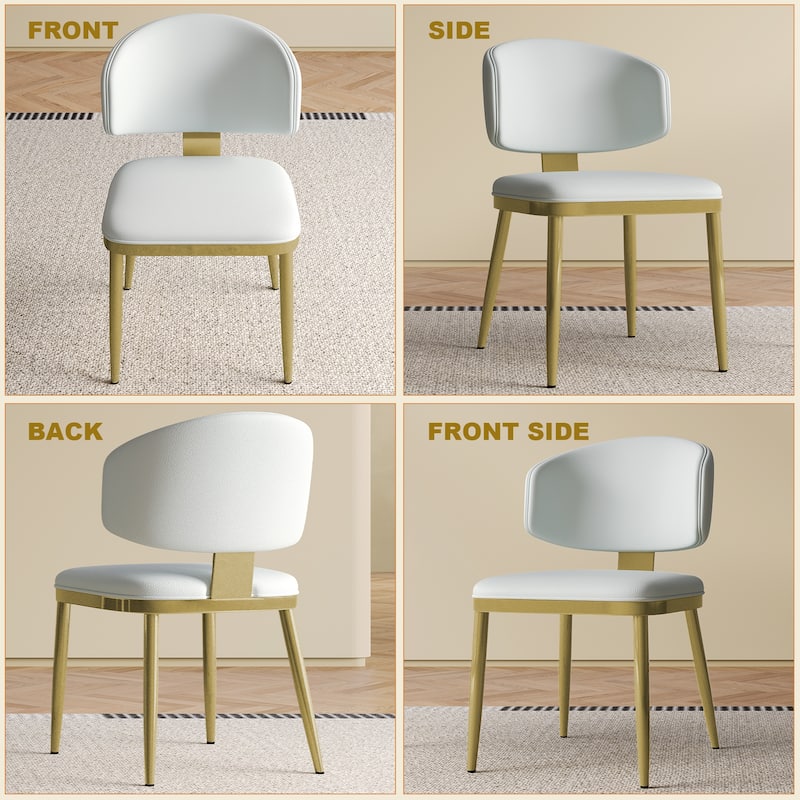 PU Leather Dining Chairs Set of 2, Metal Frame Kitchen & Dining Room Chairs