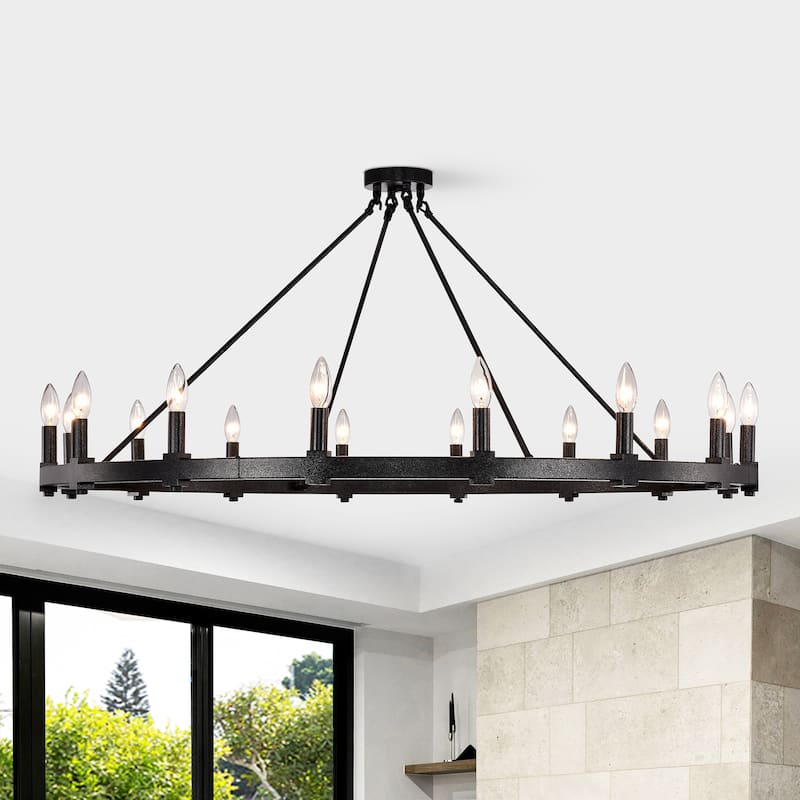 Paige Smith Iron 16-Light 47-Inch Wagon Wheel Chandelier