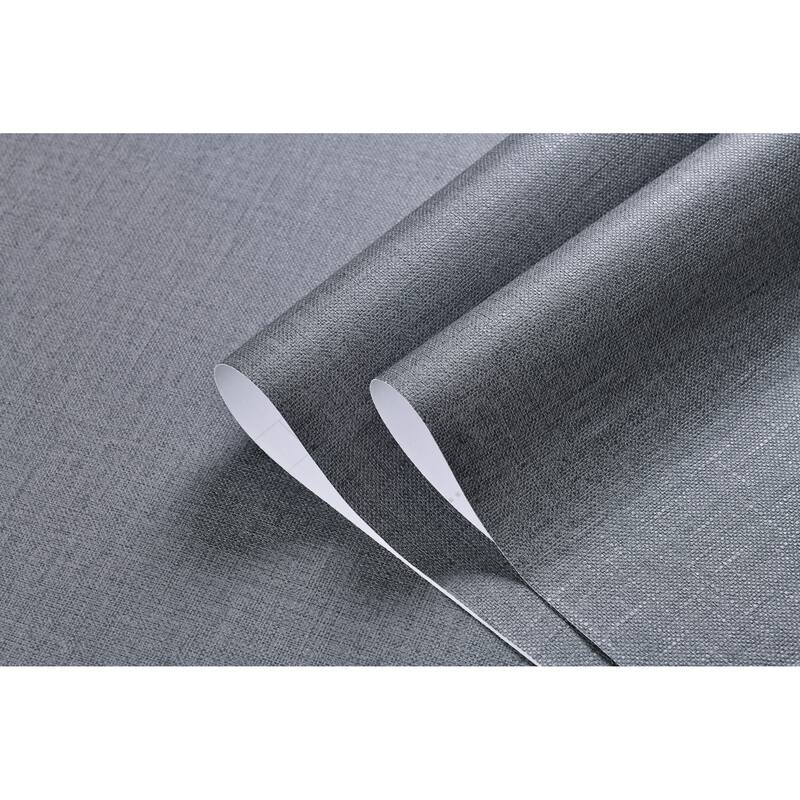 Linen Texture Vinyl Peel and Stick Wallpaper Roll, 2Ft x 33Ft/Roll - Charcoal - 1 Roll