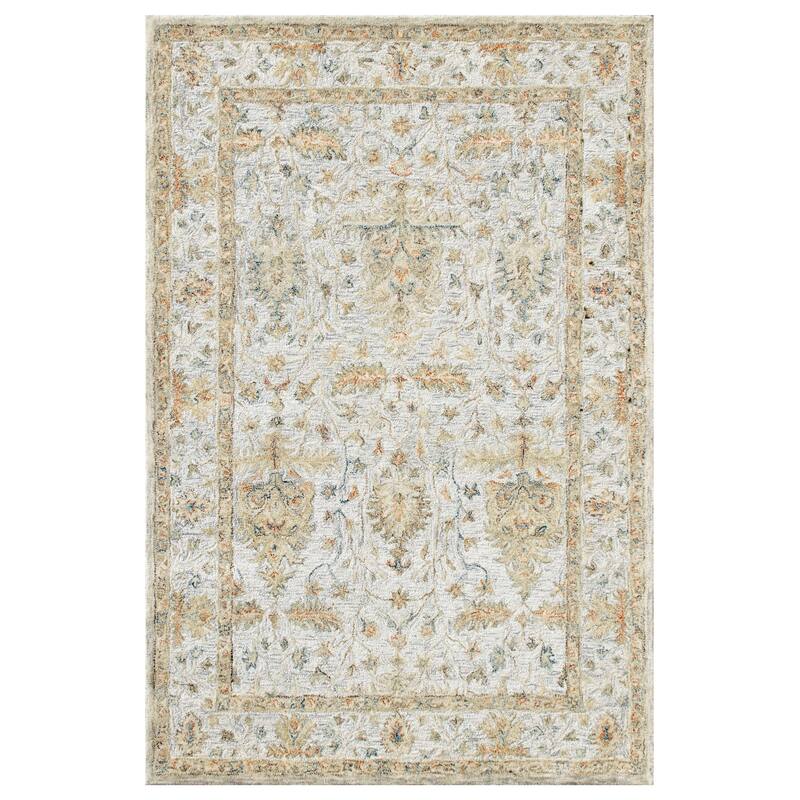 Liam Floral Hand-Tufted Wool Traditional Indoor Area Rug by Sevita - 5' x 7'9" - Silver/Cream