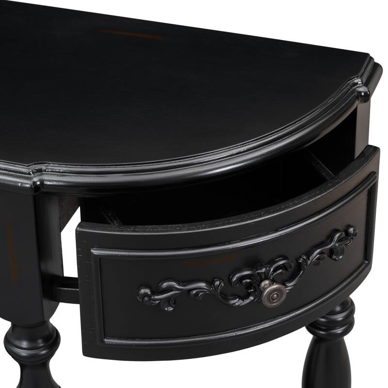 Modern Curved Console Table with 4 Drawers and 1 Shelf