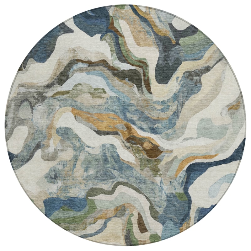 Machine Washable Indoor/Outdoor Modern Brushstrokes Chantille Rug